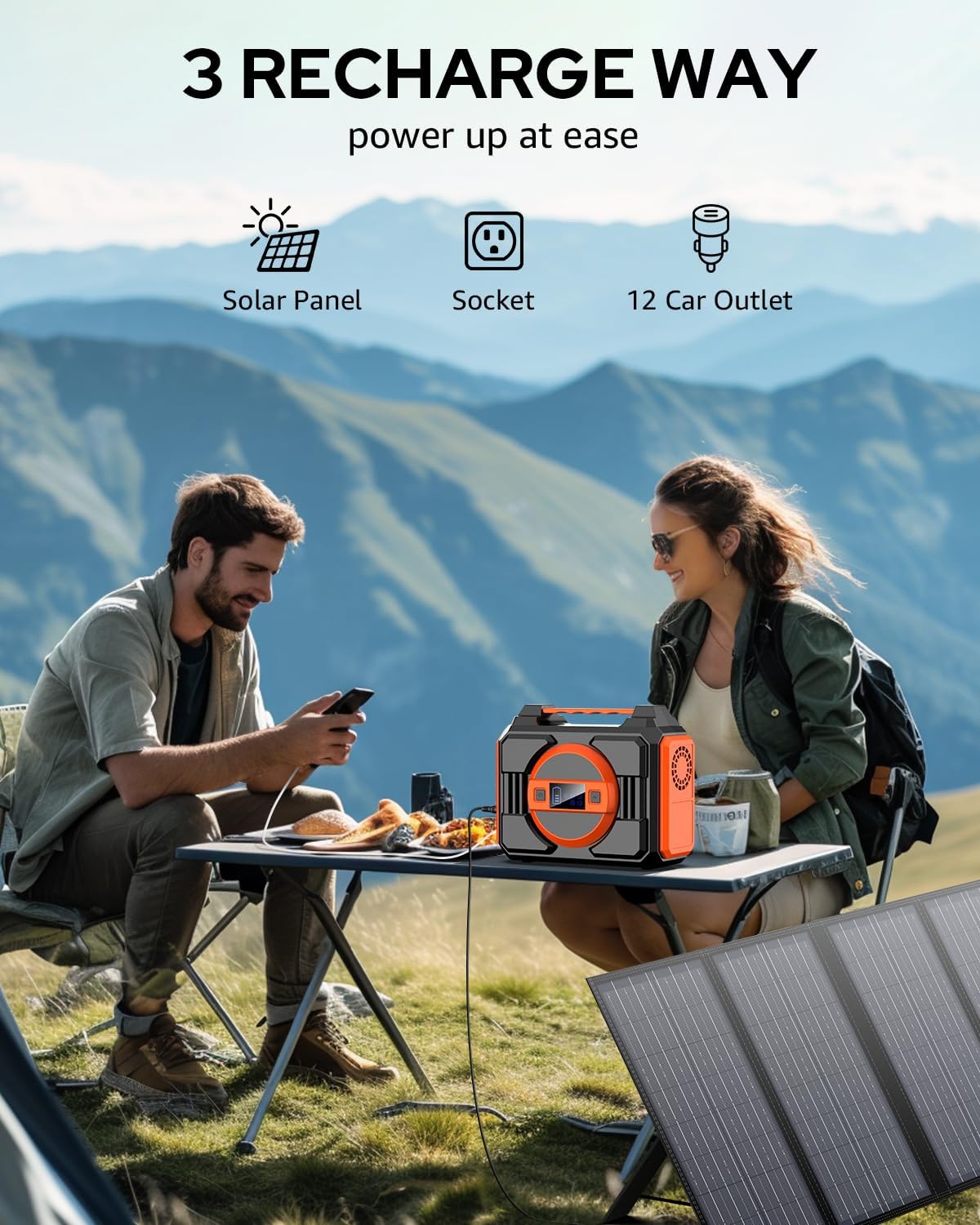 EcoPower™ Bærbar strømforsyning med innebygd solpanel